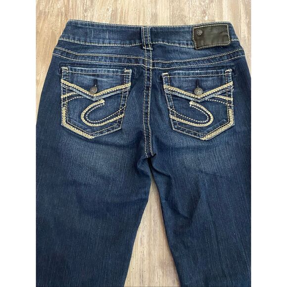 Silver SUKI Slim Boot Cut Jeans Mid Rise Embroidered Women’s Sz W27/L33 - Picture 6 of 7